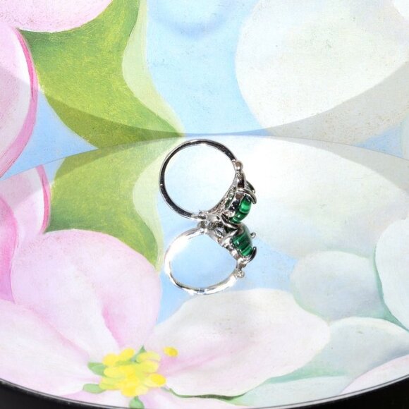 Ayla Artiste Oval Green Malachite Silver Ring Womens Size 7 Gift Boxed - Picture 2 of 8